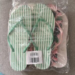 3 Pairs Flip Flops- Flamingo, Stripes